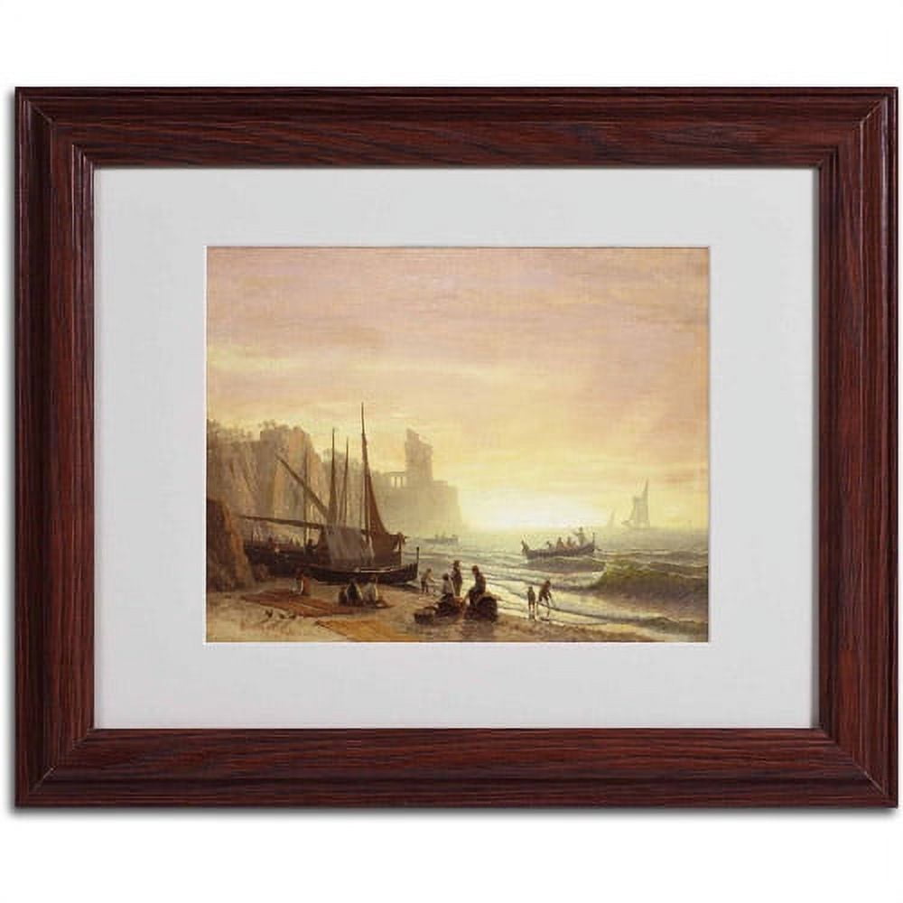 Trademark Fine Art "The Fishing Fleet 1862" Canvas Art by Albert Bierstadt, Wood Frame