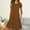 Khaki M, variant on Tranfacy Women Fall Sleepshirt Solid Crew Neck 3/4 Sleeve Pocket Mid Calf Dress Soft Home Attire