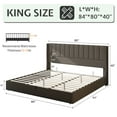 thumbnail image 2 of VanAcc King Size Lift up Storage Bed, Linen Upholstered Platform Bed with Vertical Channel Tufted Headboard and Wingback, Wood Slats Support,Dark Grey, 2 of 7