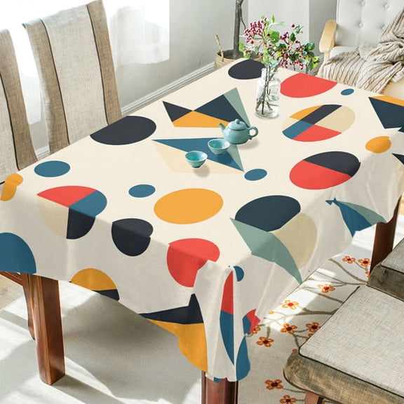 Yayeee Tablecloths 54" x 54" Rectangle Wrinkle Resistant Party Table Cover, Red Geometric