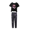 thumbnail image 4 of Toddler Girl Summer Clothes Outfit For 5-6 Years Girls Fashionable And Comfortable Set Short Sleeved Cartoon Print Top Pants Casual Two Piece Set M Children's Day Gift 2PCS Set, 4 of 5