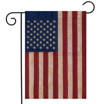 Briarwood Lane Tea Stained Embroidered American Flag Garden Flag