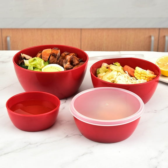 Hilingoto Clearance Christmas Gift For Purple 4-Piece Round Plastic Food Storage Bowl Set,