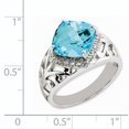 thumbnail image 2 of Sterling Silver Rhodium Checker-Cut Blue Topaz & Diamond Ring, 2 of 2