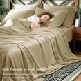 thumbnail image 5 of SONORO KATE 6 Pieces Bamboo Bed Sheets Set, Luxury Rayon Derived - Deep Pockets - Wrinkle Free - Extremely Soft, Full, Beige, 5 of 9