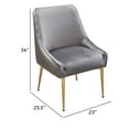 thumbnail image 5 of 24 Inch Pleated Dining Side Chair Set of 2 Smooth Gray Velvet Upholstery, 5 of 6