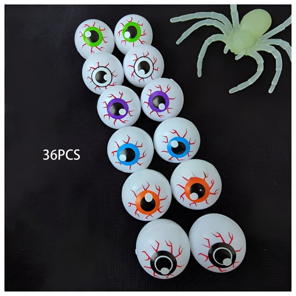 BESTSKY 2026 New Assorted Color Plastic Bouncy Eyeballs for Decoration and Party Props 36Pcs for Party Decorations,Fun Activities,Novelty Props,Games,Sensory Play.