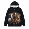 thumbnail image 3 of FINALGANG Kids Girls Zip Up Hoodie Horses Graphic Print Long Sleeve Casual Hooded Sweatshirt For Casual Daily Wear Black 4-5 Years, 3 of 3