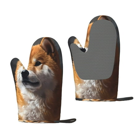 

Lukts Regal Shiba Inu for Silicone Anti-Scalding Gloves Kitchen Lanyard Gloves for Grilling Baking Cooking