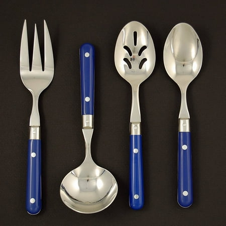 Ginkgo Leprix Stainless Bright Blue Handle Flatware Hostess Set Ginkgo Leprix Stainless Bright Blue Handle Flatware Hostess Set Of 4
