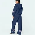 thumbnail image 4 of Bow Sweatpants Set for Women Bow Hoodie and Sweatpants Set for Women Bow Sweat Sets Sweat Set for Women Two Piece Bow Print Tracksuit Long Sleeve Hoodie Wide Leg Sweatpants 2 Piece Outfits, Navy-L, 4 of 6