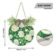 thumbnail image 3 of Lush White Roses with Green Leaves Front Door Porch Decoration Hanging Sign with Artificial Green Plants and Bow for Home Outdoor Indoor, 3 of 7