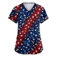 thumbnail image 2 of Trgacdwlo S-5XL 4th of July Plus Size Scrub Tops Stars Stripe Print Women Work Tops V Neck Short Sleeve Nursing Uniform with Pocket, 2 of 5