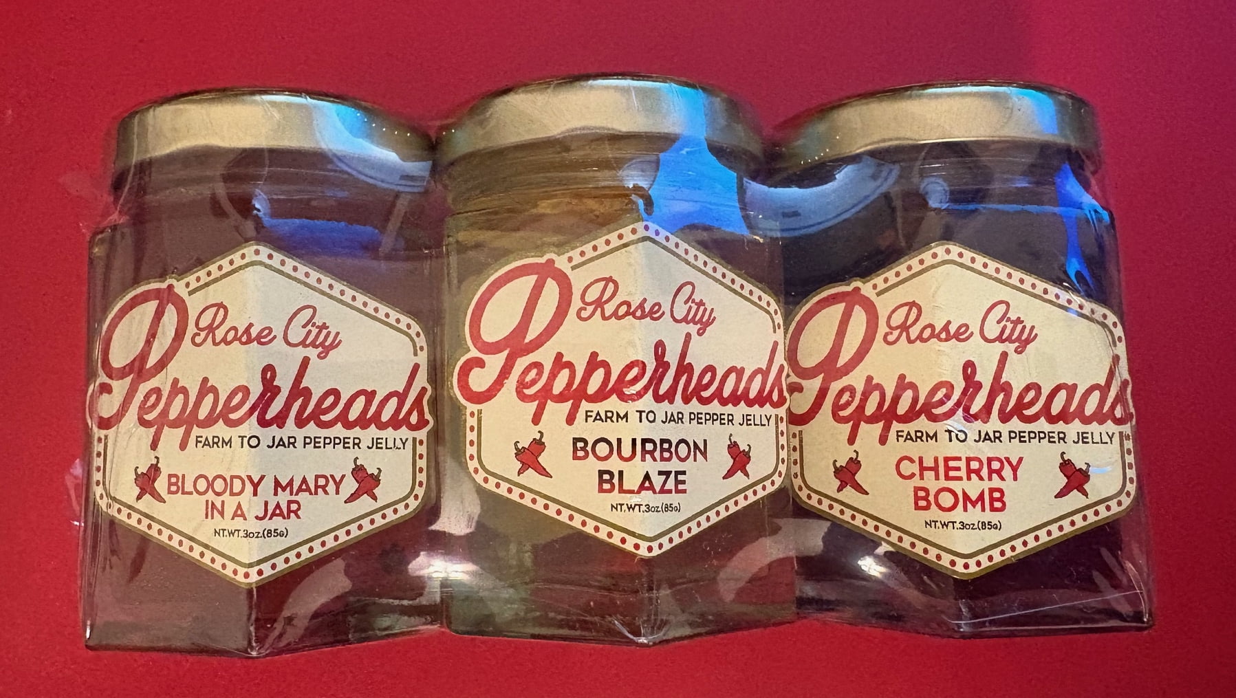 3 oz Mini Distillery Trio Pack (Bloody Mary in a Jar, Bourbon Blaze, Cherry Bomb) - Jelly