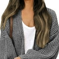 thumbnail image 6 of VISALY Chunky Cardigan Sweaters Oversized Sweaters Zip Up Long Lantern Sleeve Open Front Casual Soft Knit Cardigan Sweater Outerwear Tunic Tops Sweatshirts Loose Fit Basicsweatshirt Top Casual Gy1 3Xl, 6 of 8