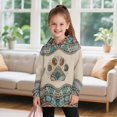 thumbnail image 3 of Xoenoiee Boho Paw Print Sweatshirt for Girls Long Hoodies Pullover Dresses Long Sleeve Sportswear Comfy Sports Sweater with Kangaroo Pocket Sportswear Plus Size, 7-8 Years, 3 of 7