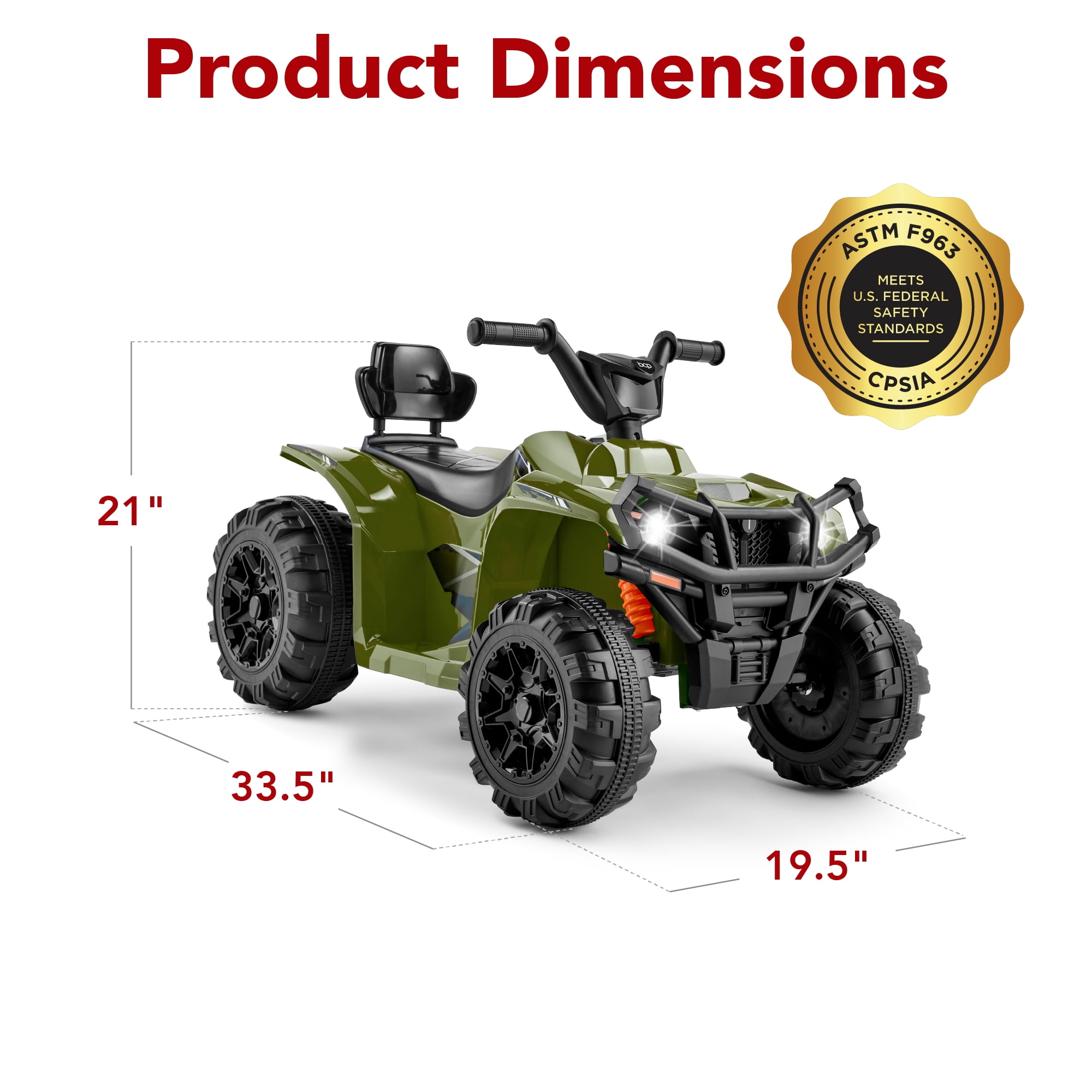 Best Choice Products 12V Kids Ride-On ATV Quad w/ Bluetooth, 2.4mph Max, Treaded Tires, LED Lights, Radio - Army Green