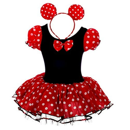 Dressy Daisy Baby-Girls' Minnie Mouse Fancy Dresses Dance Costume with Headband Size 12-24 Months Red & Black