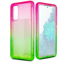 for Samsung Galaxy S20 FE Glitter Bling Full Body Built In Screen Protector Case Phone Case PU Shock Bumper Scratch Guard Skin Wrap Slim Cover