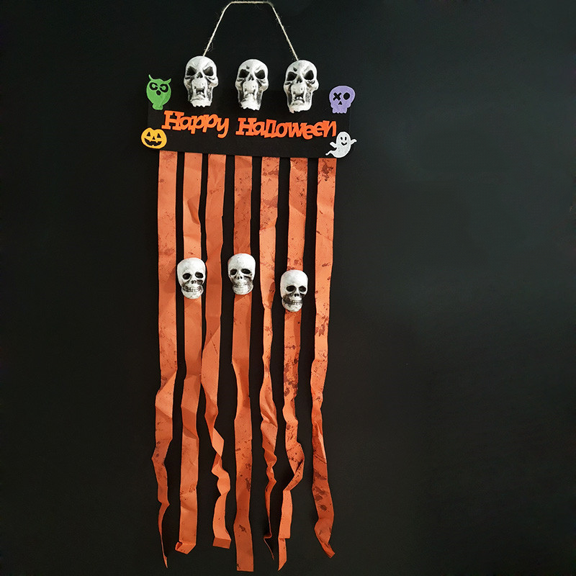 Halloween Decorate Haunted House Horror Atmosphere Skull Curtain Pendant Orange