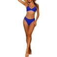 thumbnail image 2 of Women's 2 Piece Triangle Bikini Sets, V Neck Adjustable Spaghetti Straps Top Basic Bottom Swimwear Suits Medium Royal Blue, 2 of 5