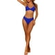 thumbnail image 2 of Conjuntos de bikini triangular de 2 piezas para mujer con tirantes ajustables en V, parte inferior básica, trajes de baño, talla S, azul real, 2 of 4