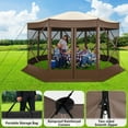 thumbnail image 5 of COBIZI 15x15 Extra Large Pop-Up Gazebo Canopy Tent with Mosquito Netting, 8-Sided EZ Set-Up Screened Shelter, Durable Outdoor Pavilion with Ground Stakes, Perfect for Patio, Backyard, and Lawn,Brown, 5 of 10