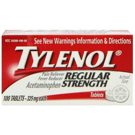 Tylenol Regular Strength Tablets, 100 CT (Pack of 6)