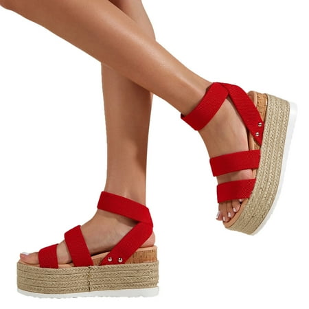 

Women s Open Toe Wedge Sandals Platform Sandals Espadrilles Elastic Strap Sandals