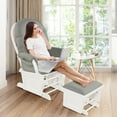 thumbnail image 3 of Costway Baby Nursery Relax  Rocker Rocking Chair Glider &Ottoman Set w/Cushion Light 3-6 Years Grey, 3 of 11