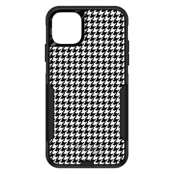 DistinctInk OtterBox Commuter Custom Case for Apple iPhone 15 (6.1" Screen) - Black White Houndstooth Pattern - Slim Profile Design