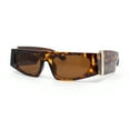 thumbnail image 2 of Womens Exaggerated Thick Temple Mod Narrow Rectangle Plastic Sunglasses Tortoise - Brown, 2 of 4