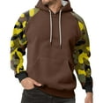 thumbnail image 2 of Men’s Pullover Hoodie with Camouflage Print Long Sleeve Drawstring Hooded Sweatshirt Casual Loose Fit Kangaroo Pocket Light Brown 2XL, 2 of 5