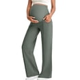 thumbnail image 2 of Maternity Wide Leg Pants, Pregnancy Over Belly Lounge Pants with Soft Elastic Waistband Support, Breathable Comfortable Casual Pants for Daily Wear, Relaxation and Maternity Photoshoot-Light Green, 2 of 6
