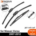 thumbnail image 2 of Car Wiper for Nissan Versa 2007-2012 Front Rear Windshield Windscreen Wiper Blade Rubber Accessories 26" + 14" 14" 2007 2008 2009 2010 2011 2012, 2 of 7