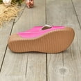 thumbnail image 4 of Womens Wedge Slide Sandals Hot Pink - Low Heel Comfortable Walking Mules, Easy Clean Water Resistant Synthetic Faux Leather for Casual Everyday,Size 7.5, 4 of 9