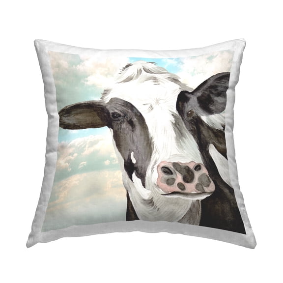 Stupell Industries Cow Gazing Cloudy Sky Square Decorative Printed Throw Pillow, 18 x 18