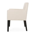 thumbnail image 5 of Accent Chair, Living Room Accent Chair, Upholstered Arm Chair with Wood Legs, Mid-century Modern Single Sofa, Beige+Black, 5 of 7