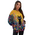 thumbnail image 7 of HELLHERO Cat Daisy Print Women Sweatshirt Trendy Long Sleeve Pullover Tops Warm Loose Crewneck Sweater with Pocket Size XXL, 7 of 7