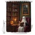 thumbnail image 2 of Halloween Shower Curtains for Bathroom, Country Horror White Ghosts Pumpkin Cat Waterproof Fabric Shower Curtain, Decorative Bathroom Curtain for Bathtub, 72"x84", No Hooks Included, 2 of 9