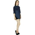 thumbnail image 3 of Bimba Women Blue custom Shirt Casual Top 3/4 Sleeve Formal Button Down Blouse, 3 of 8