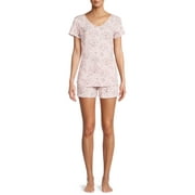 Catherine Malandrino Women's V-Neck T-shirt and Shorts Set, 2-Piece