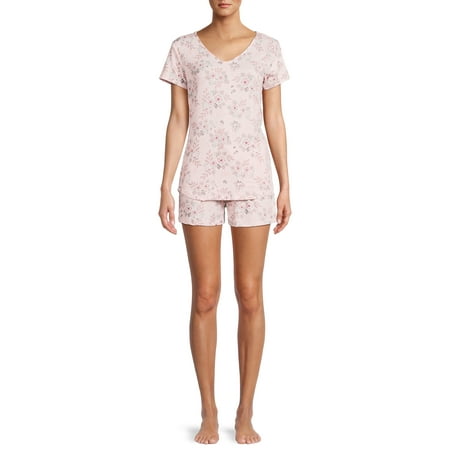 Catherine Malandrino Women's V-Neck T-shirt and Shorts Set, 2-Piece