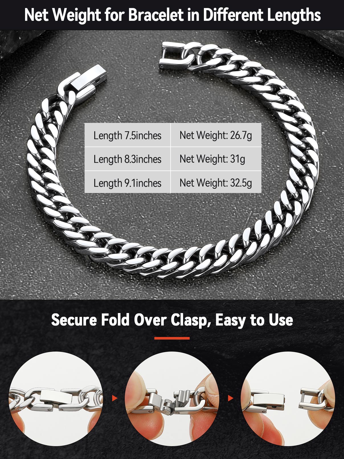 FaithHeart 8mm Stainless Steel Cuban Link Bracelet photo 8