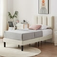 thumbnail image 3 of VECELO Set of 2 Twin Size Upholstered Bed Frame, Adjustable Headboard and Wooden Slats Support, No Box Spring Needed/Easy Assembly, Beige, 3 of 7