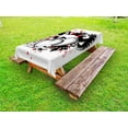 thumbnail image 1 of Tattoo Outdoor Tablecloth, Conjoined Hearts with Skull Eagle Wings Symbol of the Brave Love Print, Decorative Washable Fabric Picnic Table Cloth, 58 X 84 Inches,Black White and Red, by Ambesonne, 1 of 2