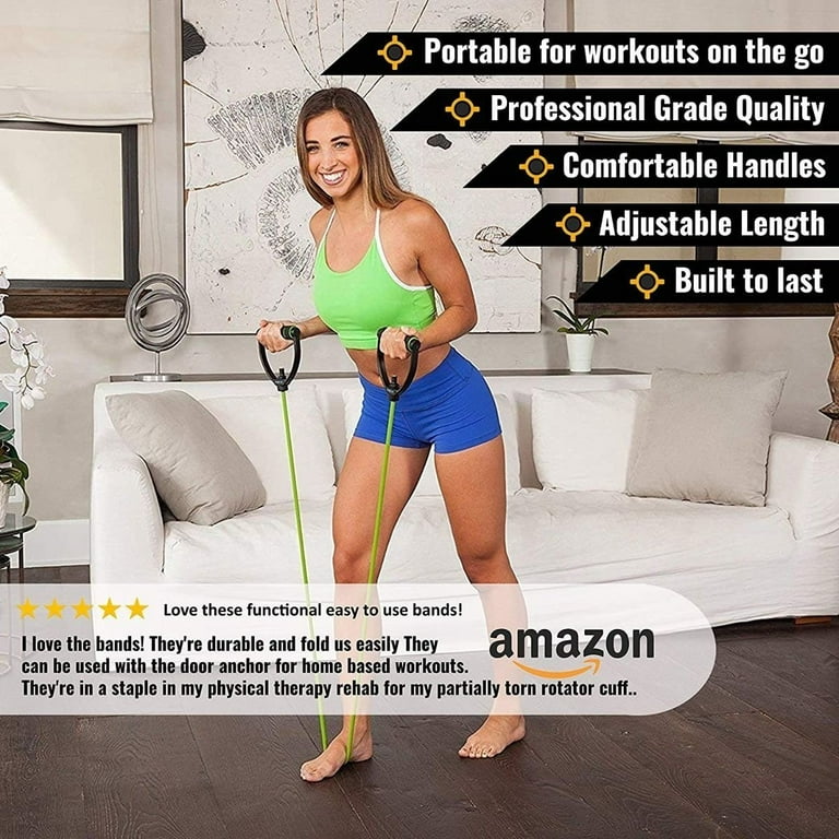 DYNAPRO Exercise Resistance Bands Adjustable Length Comfort Handles Professional Quality Anti Snap Great for Workouts Physical Therapy Yoga Walmart