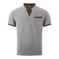 thumbnail image 3 of JAJAHO Mens V Neck T-Shirt Casual Stretch Solid Color Short Sleeve Pocket Tees Textured Shirts Comfortable Tops, 3 of 6