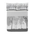 thumbnail image 1 of Nature Reversible Bedspread Set, Silhouette of Trees Forest Freshness Themed Woodland Branches Image, Pillow Shams & Comforter Microfiber Bedding Set, 3 Sizes, Pale Grey White, by Ambesonne, 1 of 4