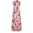 thumbnail image 5 of ZZwxWA Summer Dress for Women Casual Western Graphics Print Sleeveless V-Neck Tank Maxi Dresses Loose Tie Ruffle Swing Elastic Waist Vintage Beach Vacation Dresses Pink m, 5 of 6